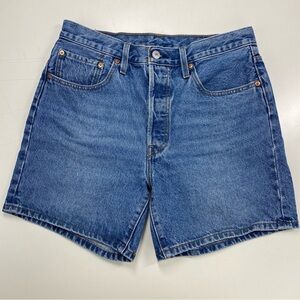 Levi's 501 High Rise Classic Wash Blue Jean Denim Shorts Waist 30 Button Fly